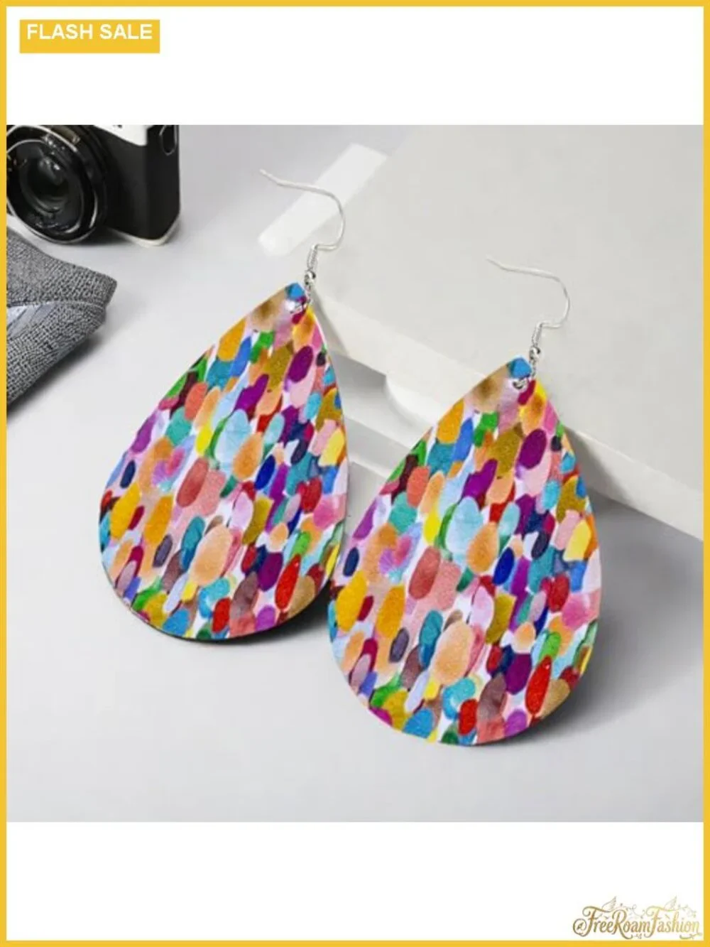 Hand Cut Leather Teardrop Drop Dangle Earrings Hypoallergenic Nickel Free Hook